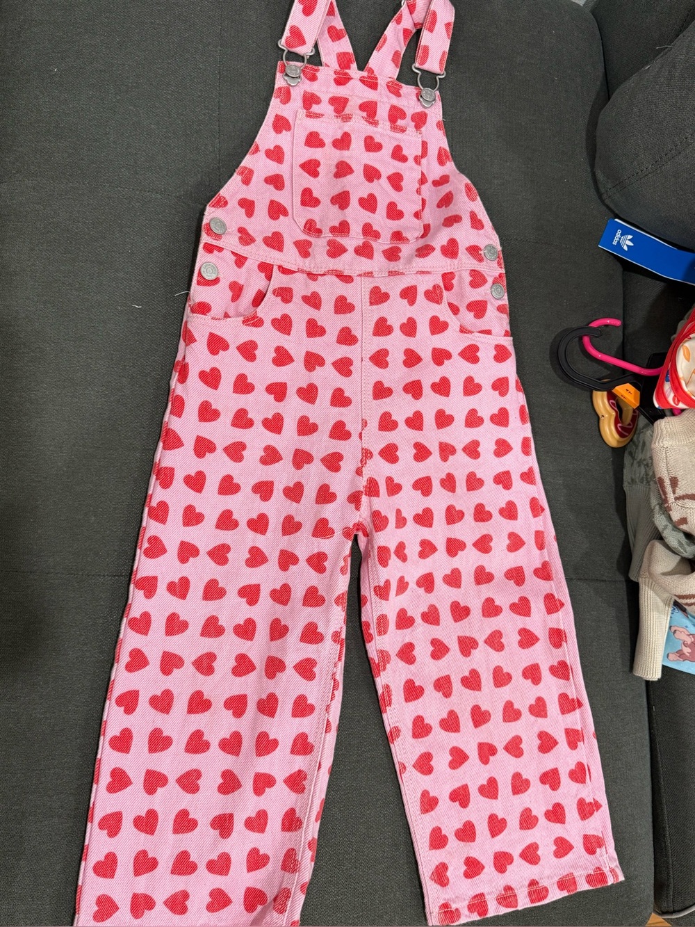 Zara Pink Overalls with Red Heart Print